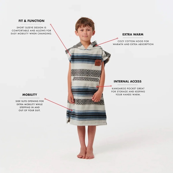 SLOWTIDE Oso Kids Surf Swim Changing Poncho Cotton Terry Wearable Towel - Picture 6 of 11